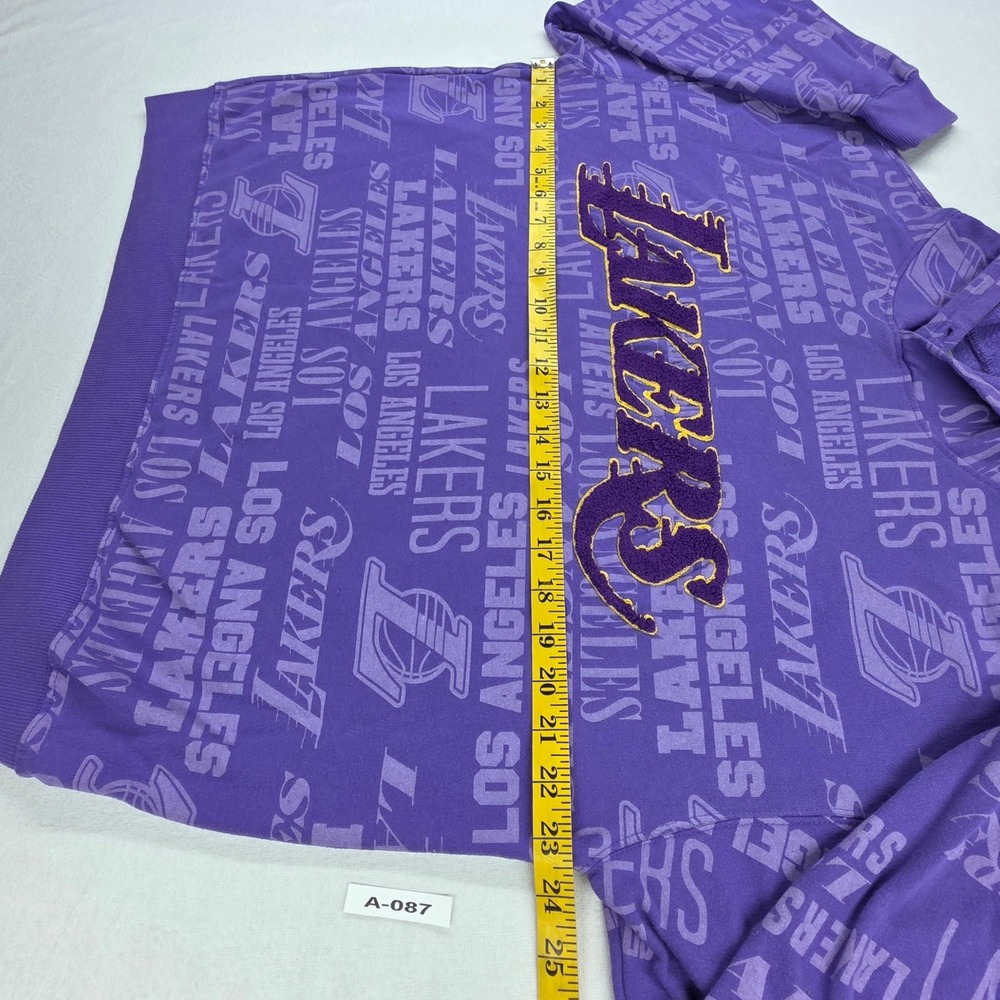 NBA Los Angeles Lakers Hoodie Purple All Over Print Chenille Logo Mens Large - Picture 4 of 9